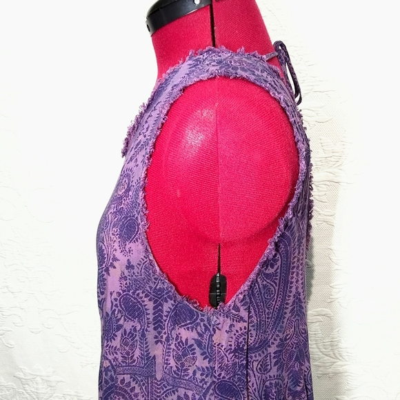 Ecote Small Purple Paisley Boho Soft Mini Dress - Picture 12 of 15
